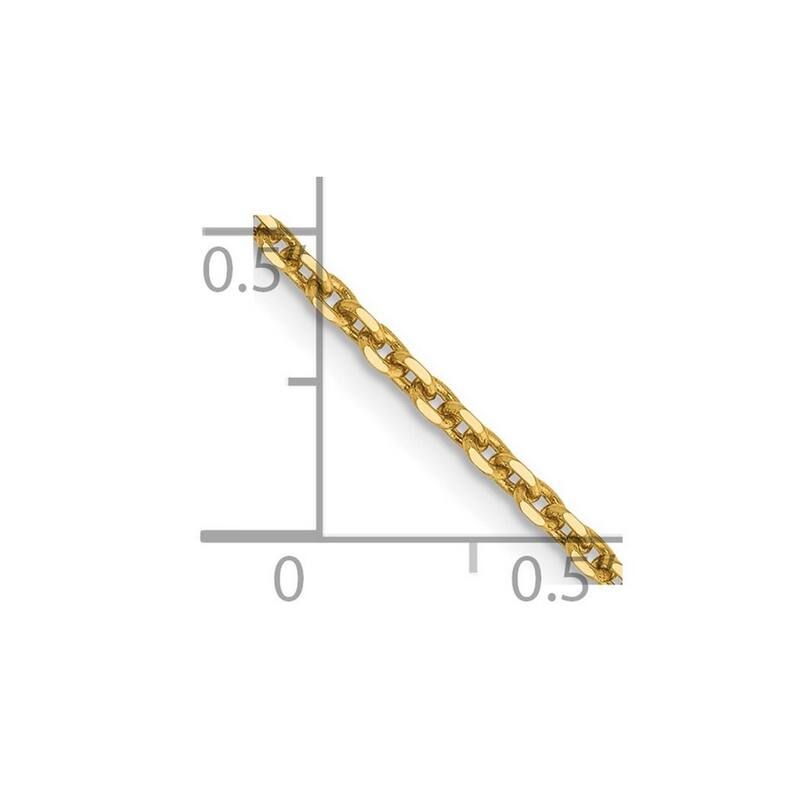 Curata Women's 14k Yellow Gold 1.65mm Solid Sparkle-Cut Cable Chain Anklet - 9 Inch - Lobster Claw