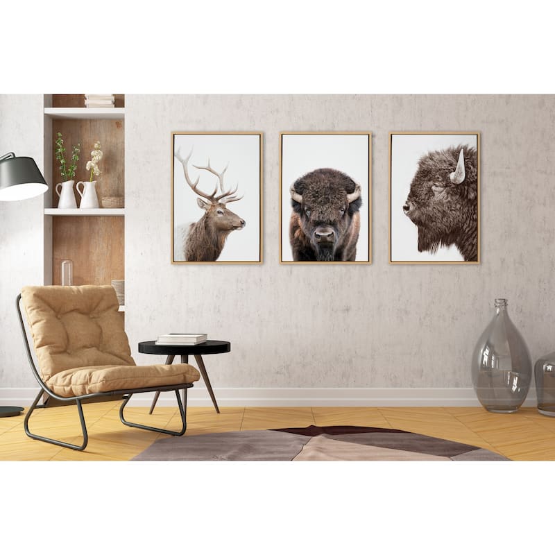 Kate and Laurel Sylvie Stag Profile Framed Canvas by Amy Peterson Art Studio