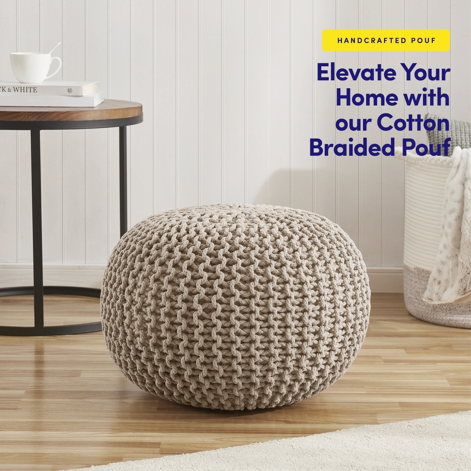 Sweet Home Collection Round Pouf Foot Stool Ottoman