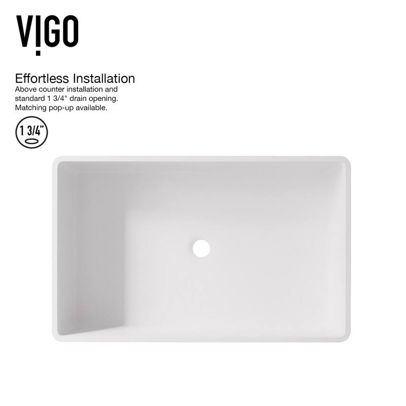 Vigo VGT2049 Magnolia 21" Rectangular Stone Composite Vessel Bathroom
