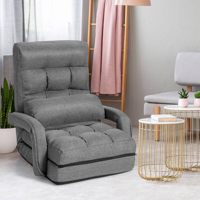 Folding Floor Massage Chair with Adjustable Backrest and Armrests