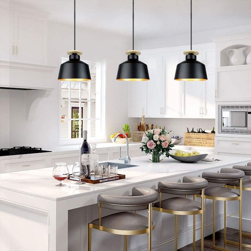 Black industrial pendant light adjustable bar ceiling hanging light