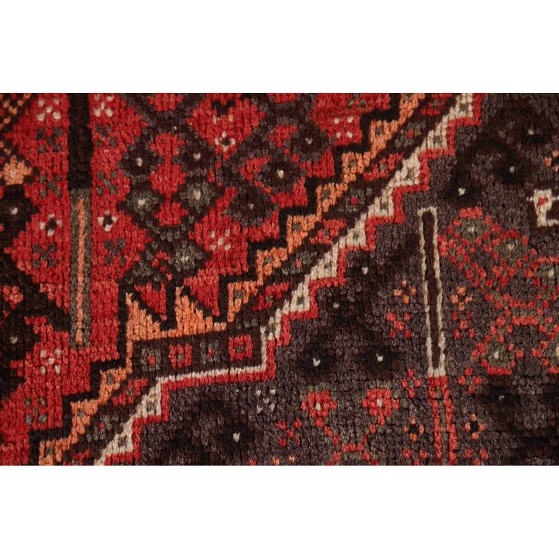 Red Qashqai Persian Vintage Area Rug Handmade Wool Carpet - 5'2"x 7'8"