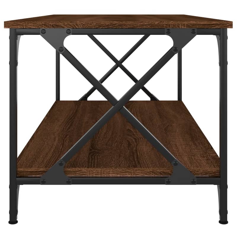 vidaXL Coffee Table Accent Side Table for Living Room Engineered Wood and Iron - 39.4" x 19.7" x 17.7" (L x W x H)