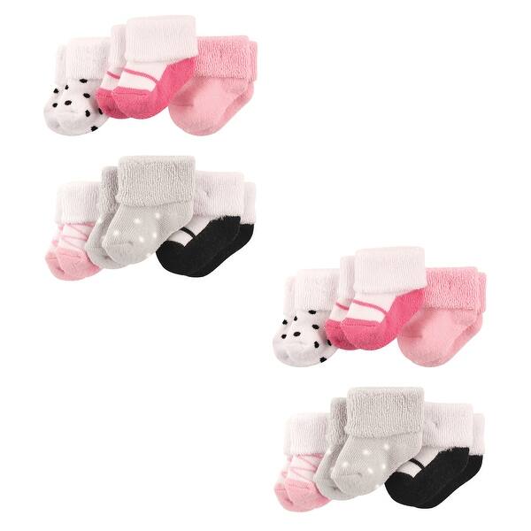 slide 1 of 1, Luvable Friends Infant Girl Newborn and Baby Socks Set, Pink Black Shoes 12-Piece, 0-3 Months - Pink Black Shoes 12-Piece Pink Black Shoes 12-Piece - 0-3 Months