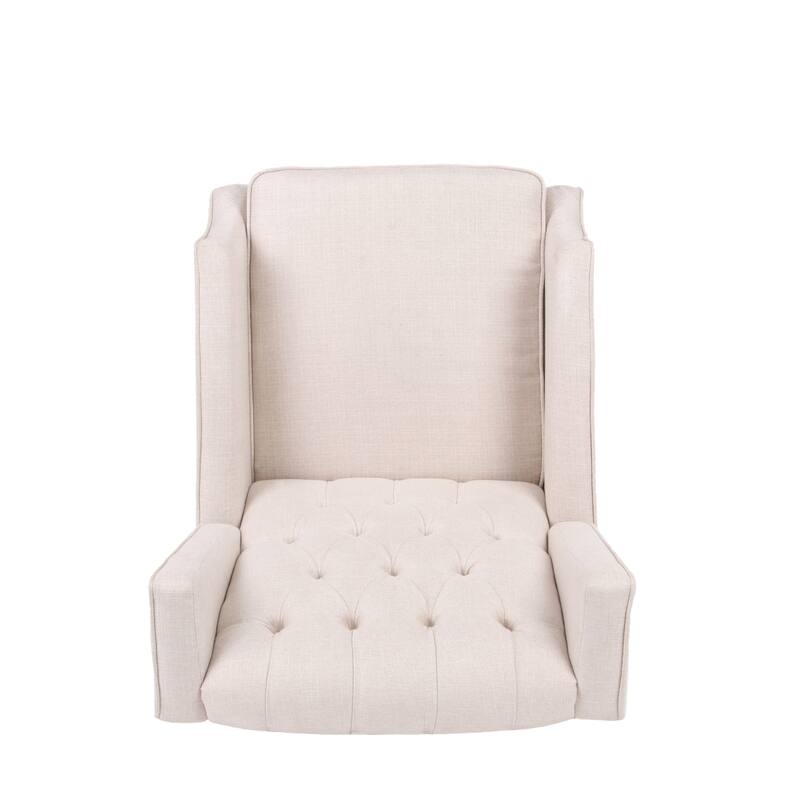 Wingback Recliner with Extendable Footrest, Upholstered Accent Chair with Rivet Trim, Mid-Century Lounge Chair for Home, Office