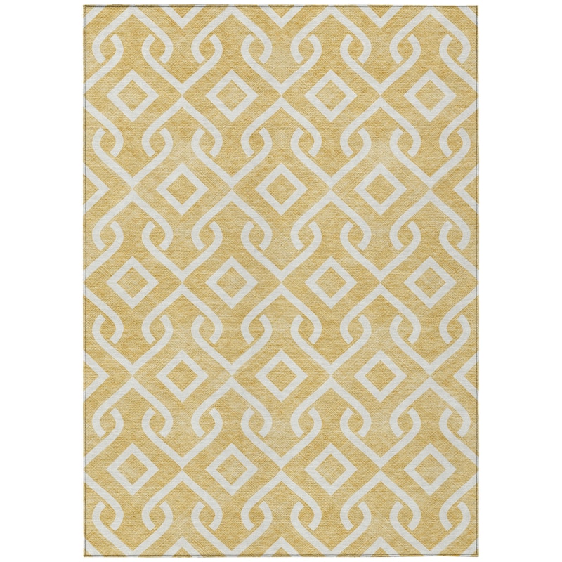 Machine Washable Indoor/ Outdoor Chantille Scroll Trellis Rug