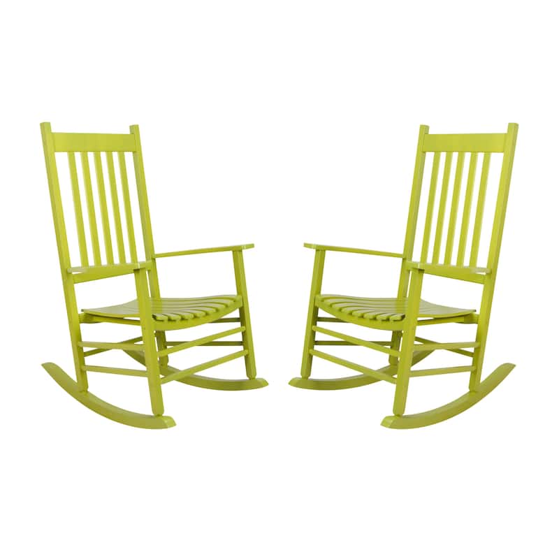 Heritage Solid Wood Outdoor Patio Rocking Chair Rocker (Set of 2) - Lime