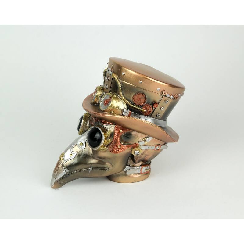Steampunk Plague Doctor Copper And Bronze Resin Statue 6.75 Inch - 6.75 X 8 X 5.75 inches