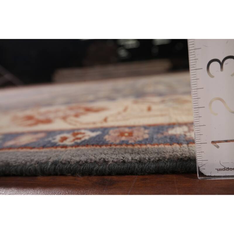 All-Over Gray Geometric Oushak Indian Rug Hand-Knotted Wool Carpet - 8'0"x 10'0"