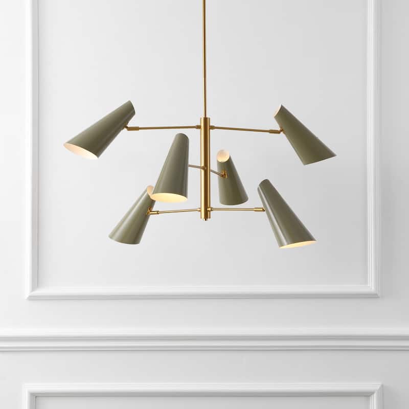 SAFAVIEH Lighting Atena 6-Light Chandelier, Modern Iron Ceiling Light Fixture for Dining Room and Living Room