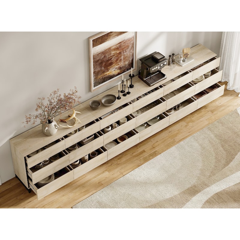 WAMPAT Modern Buffet Sideboards, Sideboard Buffet Cabinet with 6 Drawers , Coffee Bar Storage Cabinet for Kitchen
