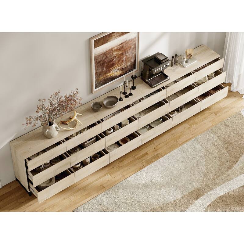WAMPAT Modern TV Stand for TVs up to 110 inch, Entertainment Center with Drawers , Wood Media TV Console for Living Room