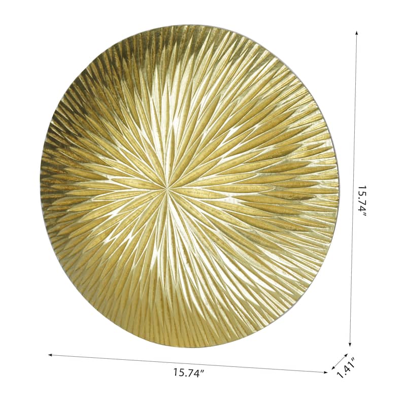 HUJI Golden Pine Wood Carving Plate Wall Decor