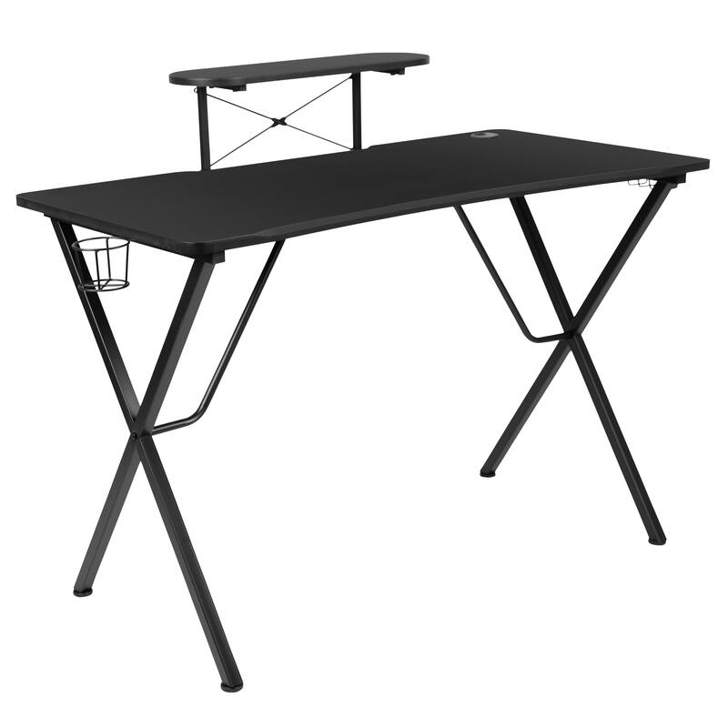 Gaming Desk & Chair Set with Cup Holder, Headphone Hook, and Monitor Stand