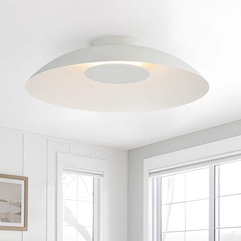 Scandinavian Dimmable LED Round Shallow Dome Ceiling Light 19.7in