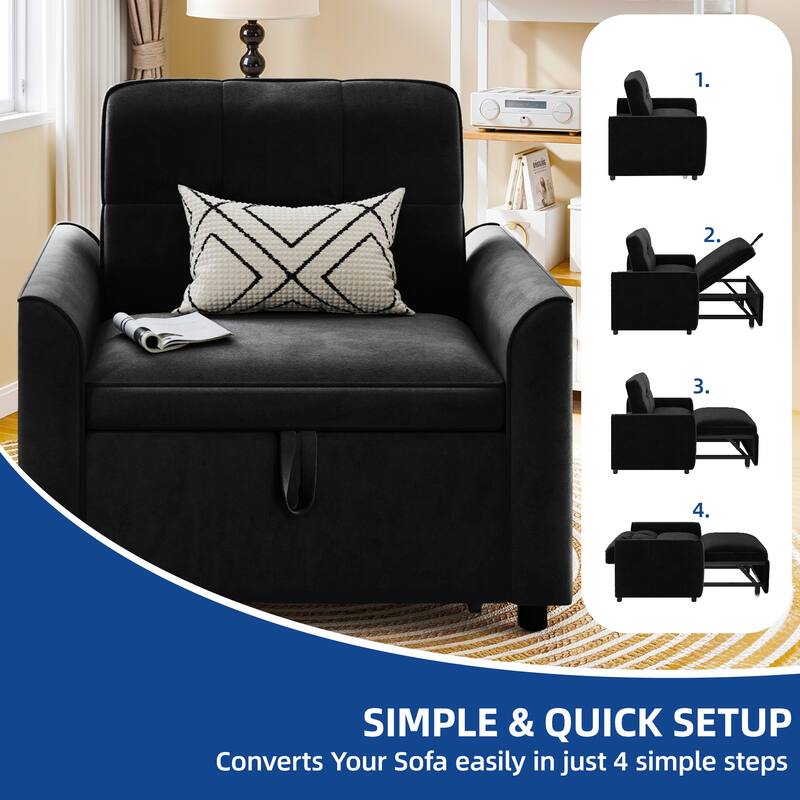 Moasis 3-in-1 Adjustable Sleeper Sofa Bed, Pull Out Chair Sofa for Living Room