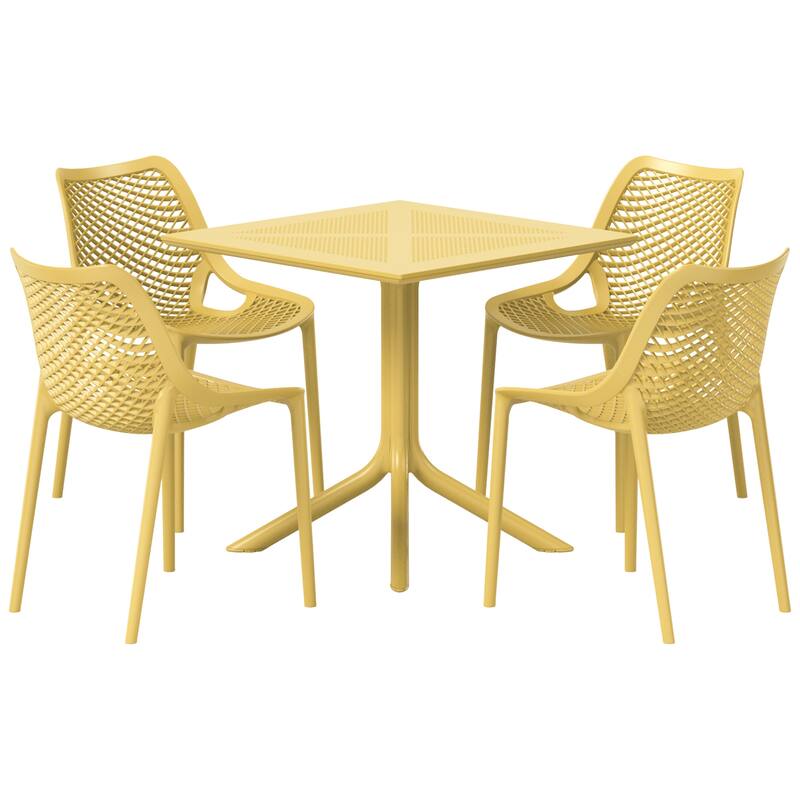 Frond and Form 4-Person Outdoor Square Dining Set - Yellow