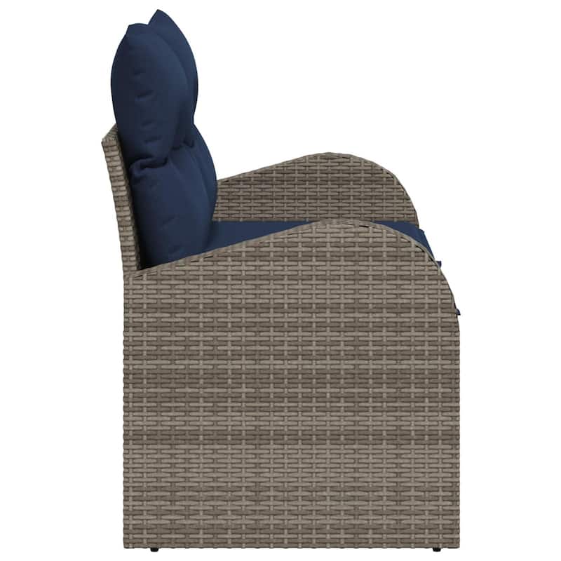 vidaXL 2-Seater Garden Sofa with Cushions Black/Brown/Grey Poly Rattan