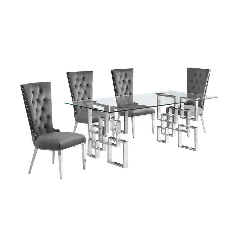 Best Quality Furniture D221/2-SC330-7 Dining Set with 12mm Tempered Glass