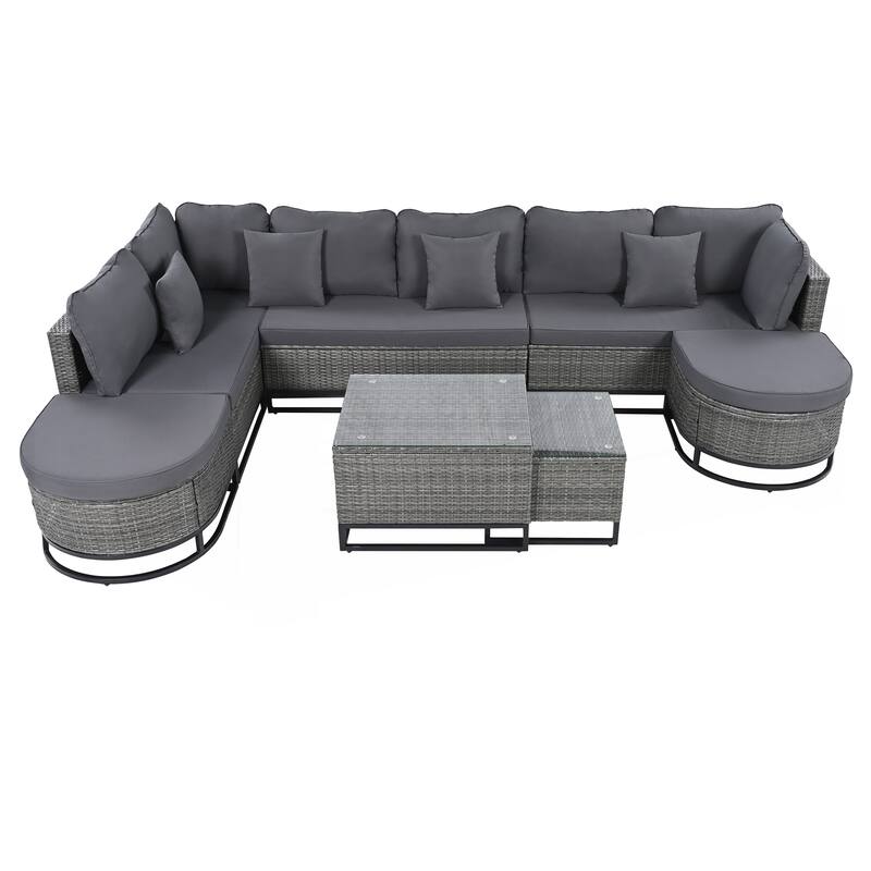 7 Pieces Large Size Outdoor Wicker Sofa Set