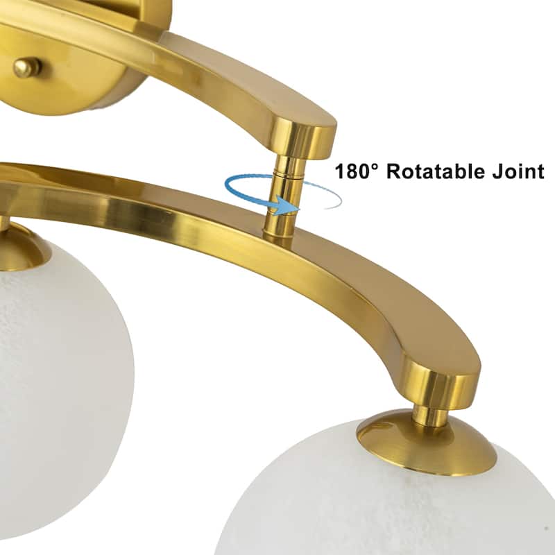 Modern Vanity Light with Frosted Seeded Glass Globes for Bathroom