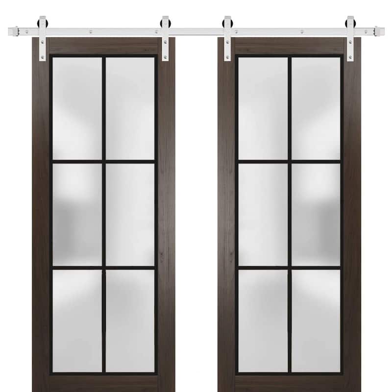 Sturdy Double Barn Door 36 x 80 Planum 2122 Chocolate Ash 13FT - Grey - 64" x 96" ( 2* 32x96)