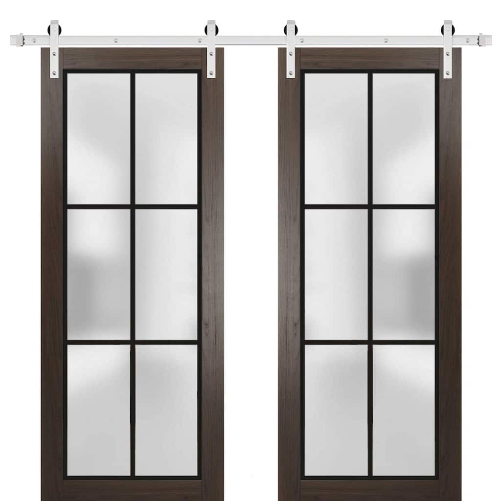 Sturdy Double Barn Door 36 x 80 Planum 2122 Chocolate Ash 13FT