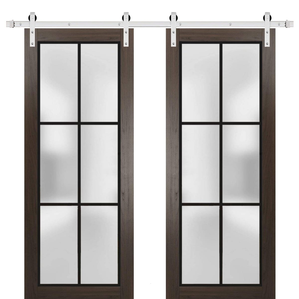 SartoDoors Planum 2122 | Closet Door Double Barn Door | Solid Wood | Hardware Set | 36x80, Chocolate Ash Bedroom Door
