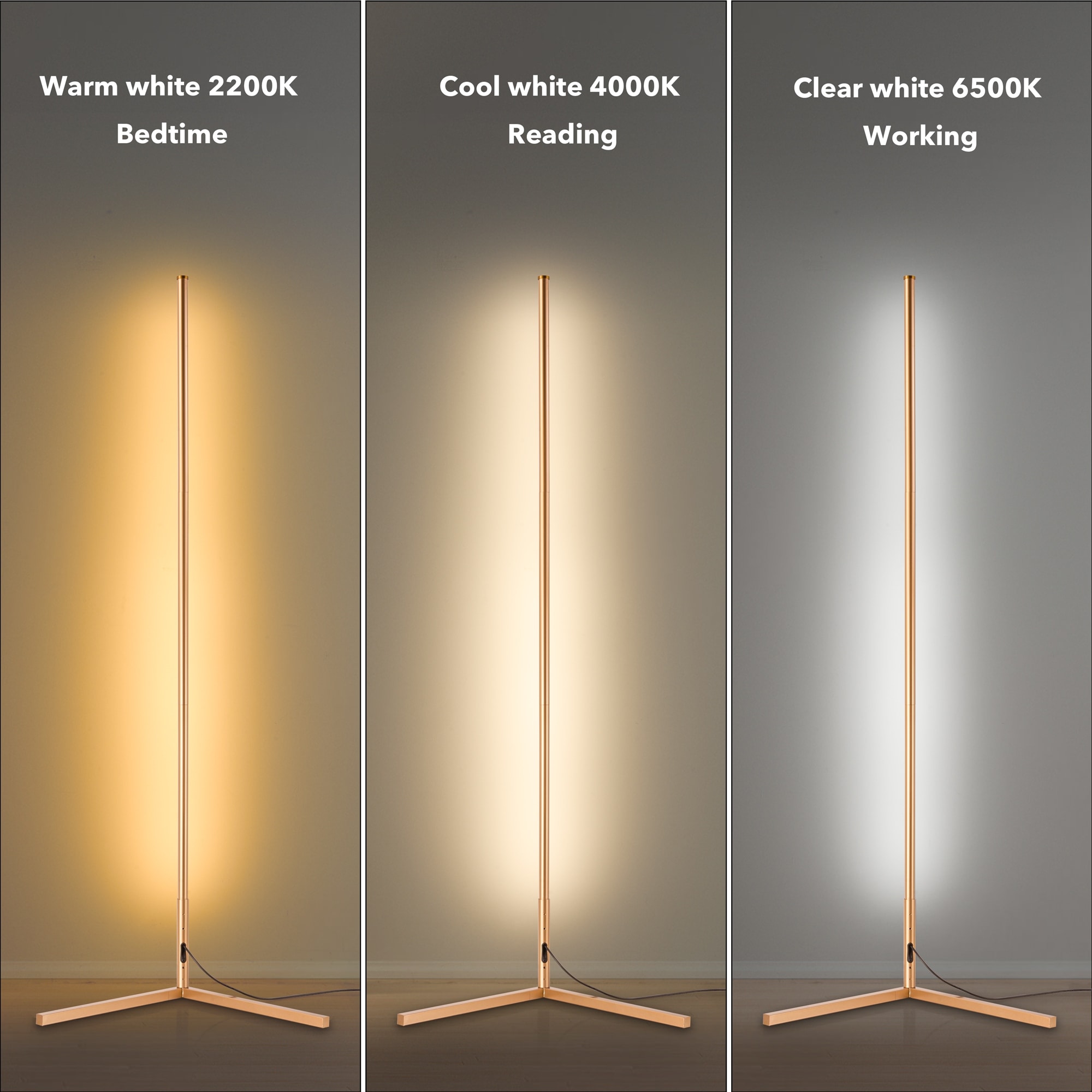 Gold Corner Floor Lamp Color Changing LED Floor Lamp with Music