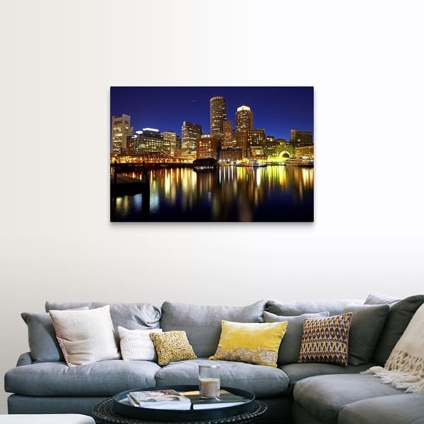 Boston City Skyline At Night Canvas Wall Art Overstock 26477353