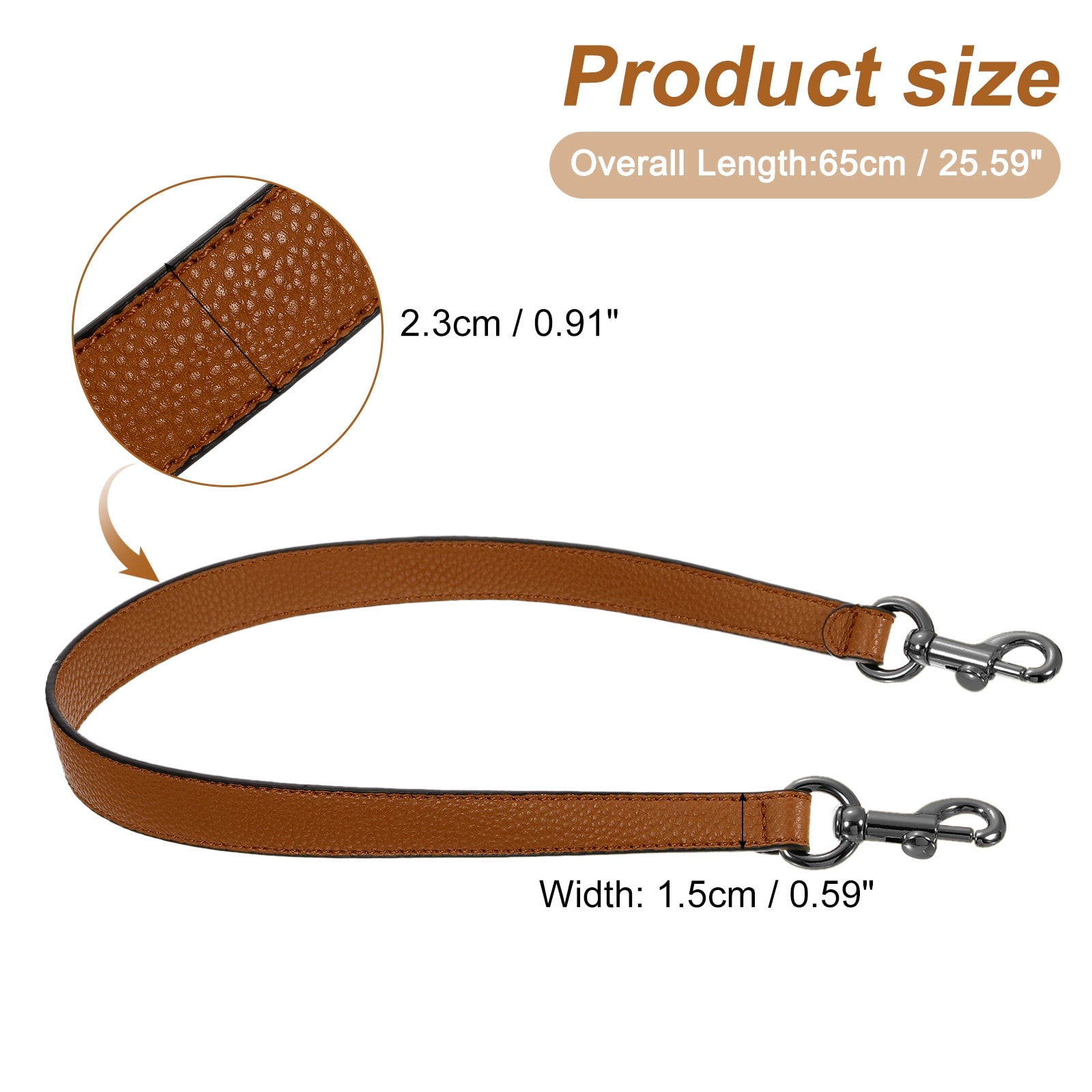 PU Leather Short Bag Strap with Clasp, Purse Handles Handbags Replacement Straps for Clutch Bag
