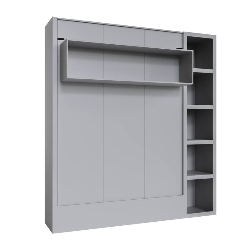 Easy-Lift Full Murphy Wall Bed in with Bookshelf
