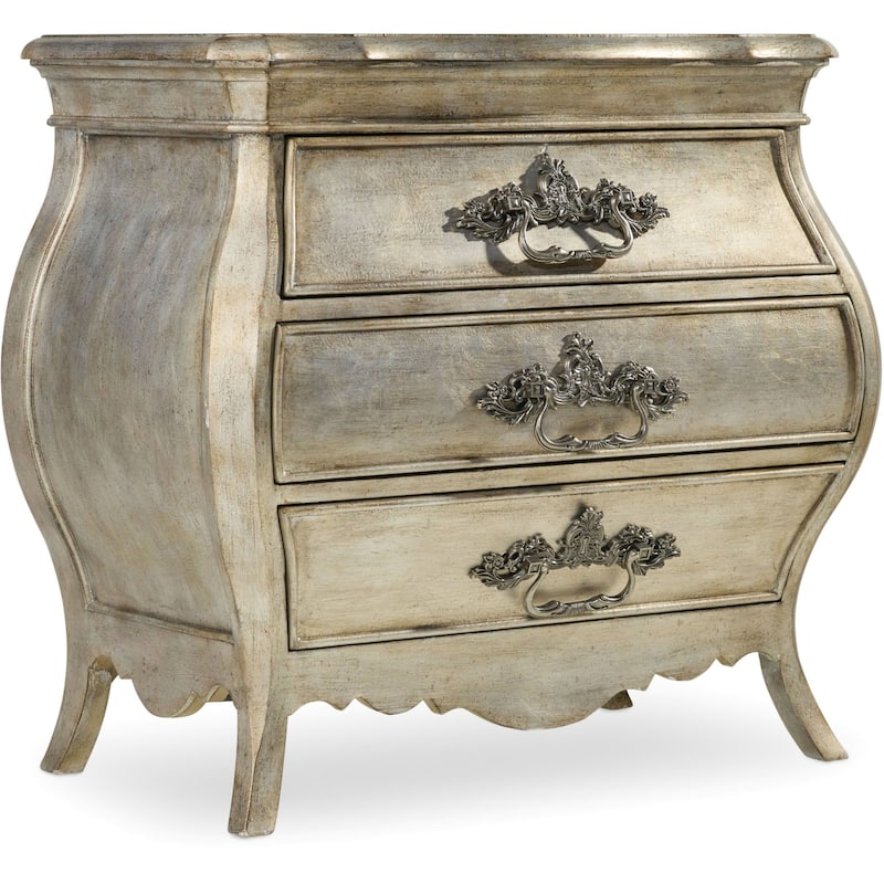 Hooker Furniture Sanctuary 32" Wide French Antique Luxury Bombe - Bardot Aged Silver Leaf