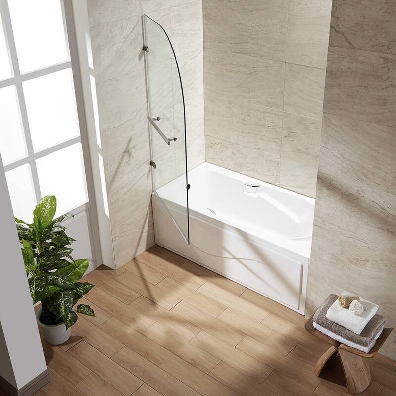 Vigo Orion 58" High x 34" Wide Hinged Frameless Tub Shower Door with