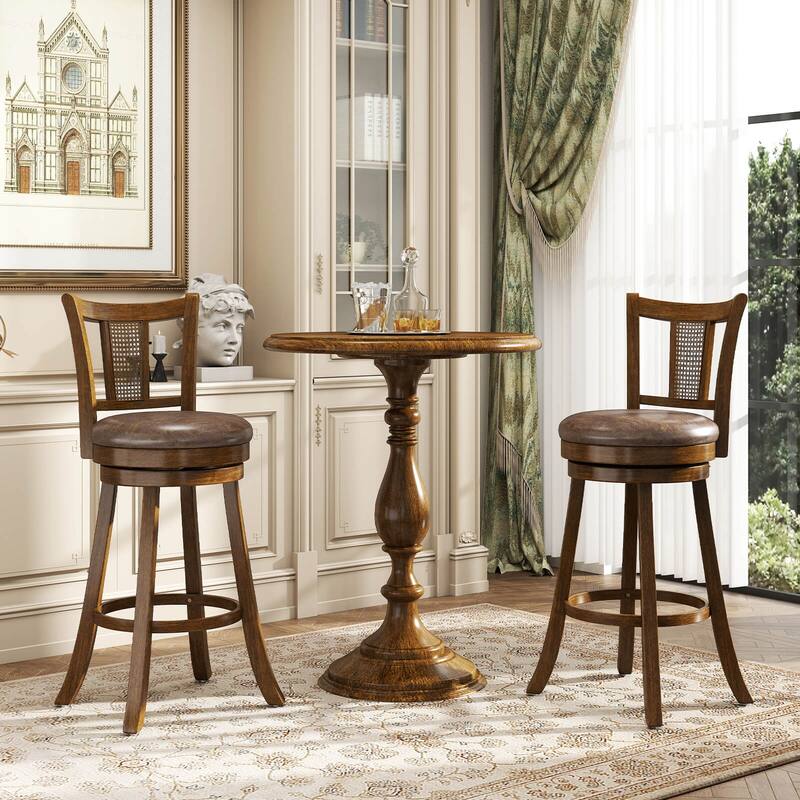 Costway Set of 2/4 Bar Stools 30" Swivel Bar Chairs with PE Rattan - See Details