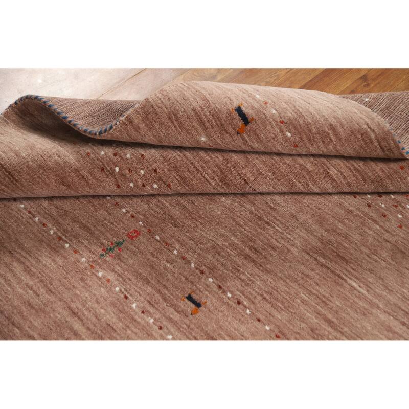 Hand Knotted Oriental 100% Wool Carpet Tribal Animal Pictorial Brown Gabbeh Area Rug - 7' 10'' X 5' 2''