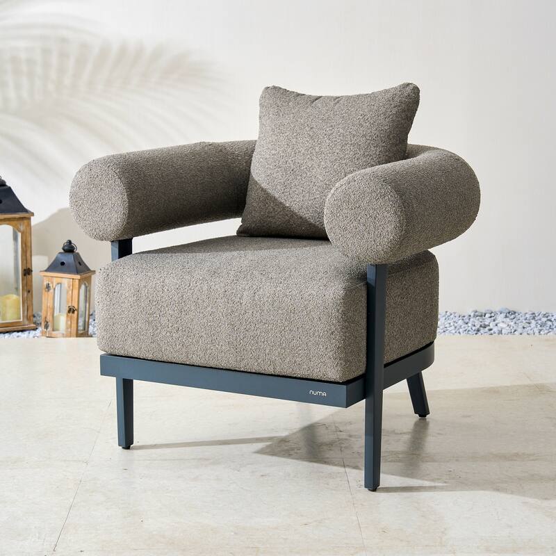 Modern Aluminum Upholstered Single Sofa with Semicircular Backrest and Armrest