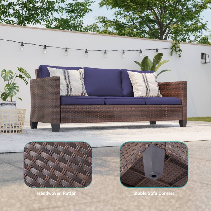 BONOSUKI Patio Outdoor Couch,3-Seater Furniture with Removable Cushion