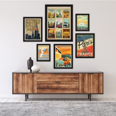 World Cities Anderson Design Group 6 Piece Framed Gallery Wall Art Set