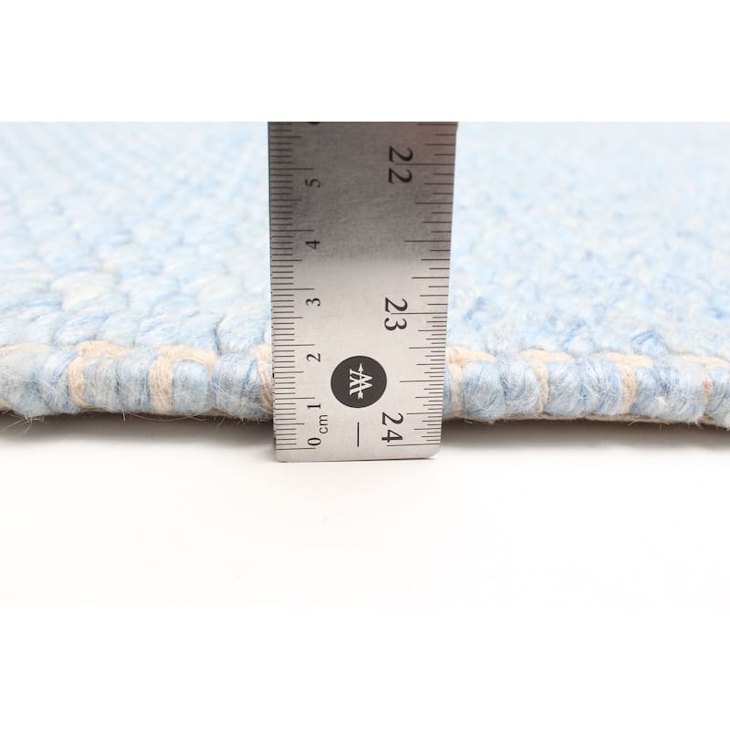 ECARPETGALLERY Braid weave Sienna Sky Blue Wool Rug - 5'0 x 8'0