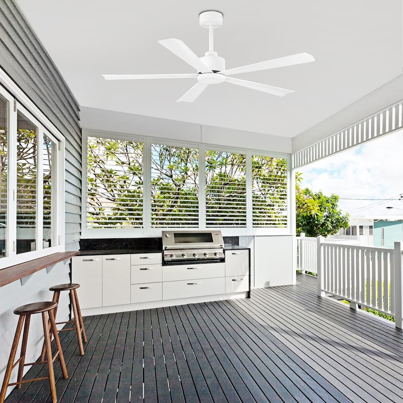 52-Inch Black/White Ceiling Fan with Remote Without Light(5-Blade)