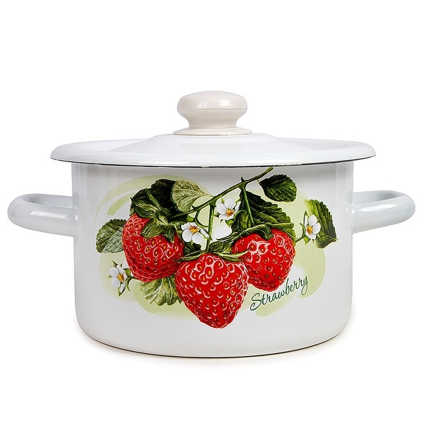 STP Goods Strawberry Appeal Enamel on Steel White Stock Pot. Opens flyout.