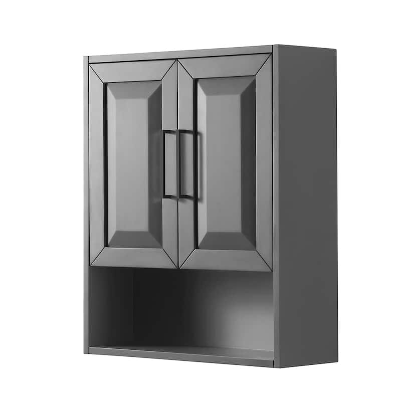 Daria Wall-Mounted Storage Cabinet - Dark Gray, Matte Black Trim
