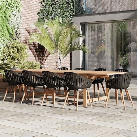 Amazonia Myers FSC Certified Wood 11pc Outdoor Patio Dining Set