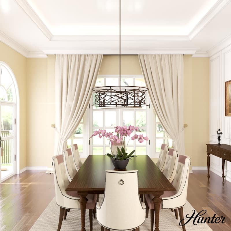 Hunter Langwood 30" 6-Light Round Chandelier - Dining Room, Entry - Caged, Contemporary, Modern Farmhouse, Transitional