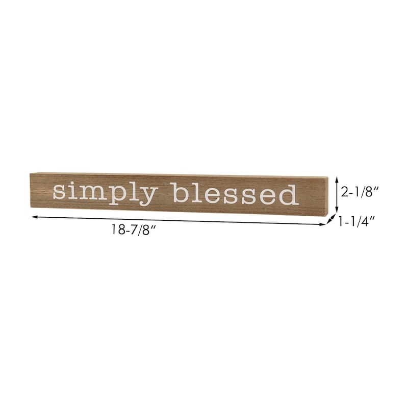 Simply Blessed Wood Block Sign, Farmhouse Rustic Wood Tabletop or Wall Sign,18-7/8" L