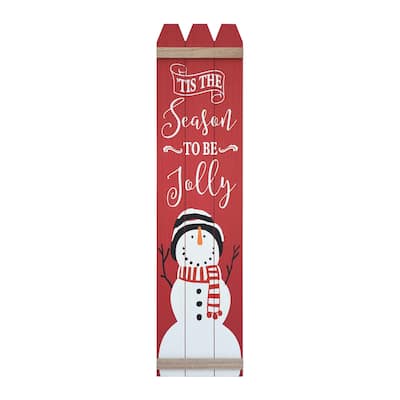 Wood Christmas Wall Decor for Front Door,Red