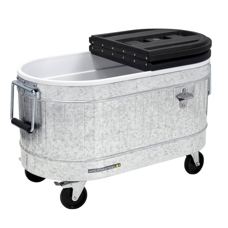 Permasteel 80-Qt Galvanized Steel Rolling Cooler with Wheels