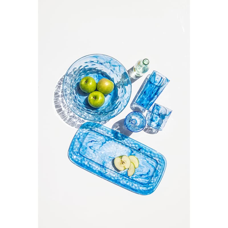 Abode Homewares Aegean Swirl Acrylic Serving Tray - Blue - 17" x 8.3"